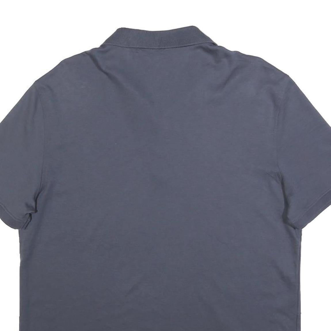 CALVIN KLEIN Mens Blue Polo Shirt Short Sleeve Plain Regular Fit L Cotton Blend