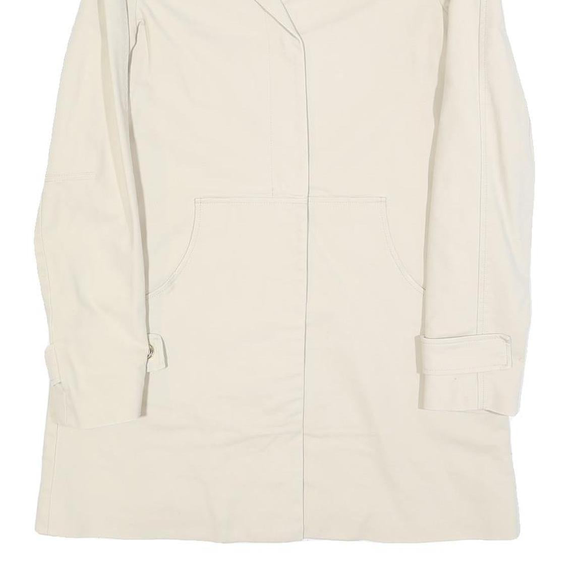 LACOSTE Womens Cream Button Cotton Blend Jacket S Plain Classic Stylish