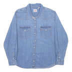 LEVI'S Womens Blue Denim Shirt 2XL Western Style Button Long Sleeve