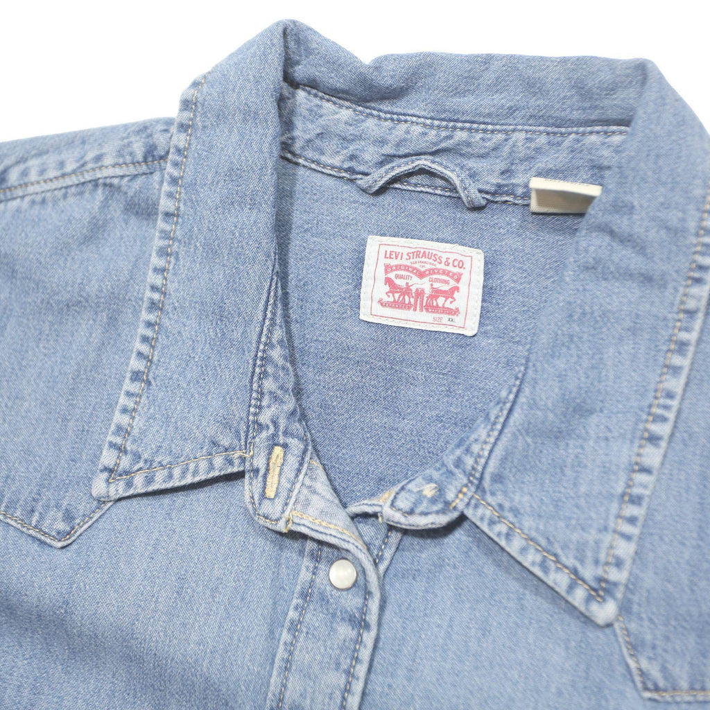 LEVI'S Womens Blue Denim Shirt 2XL Western Style Button Long Sleeve