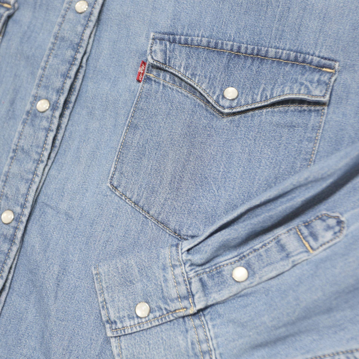 LEVI'S Womens Blue Denim Shirt 2XL Western Style Button Long Sleeve