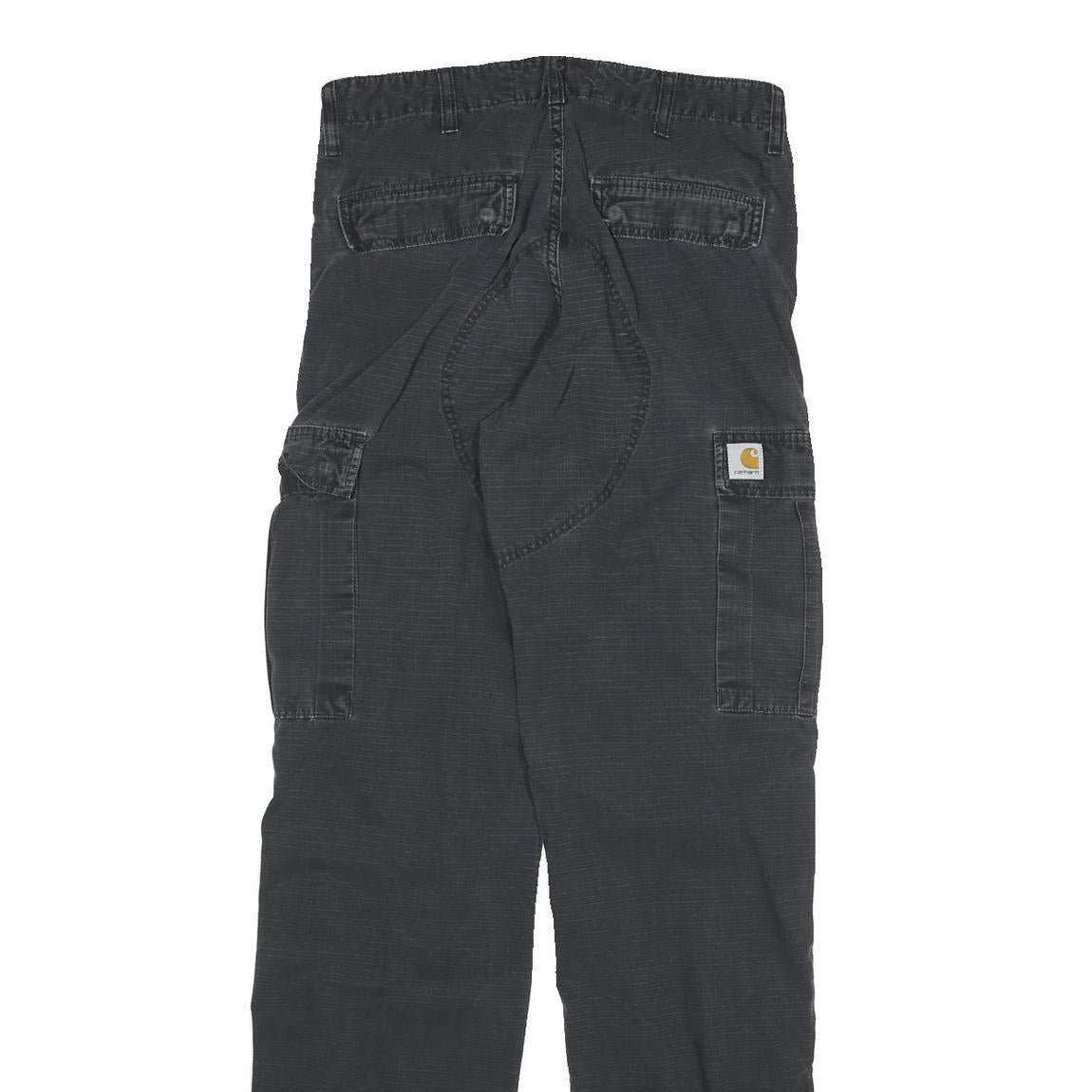 CARHARTT Mens Cotton Blend Black Regular Fit Straight Cargo Trousers W30 L36