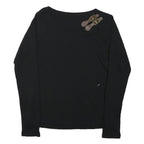 LAUREN RALPH LAUREN Womens Black Basic Top Long Sleeve Boat Neck S Buckle Detail