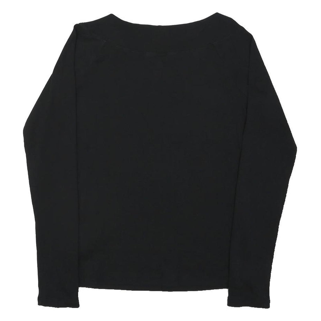 LAUREN RALPH LAUREN Womens Black Basic Top Long Sleeve Boat Neck S Buckle Detail