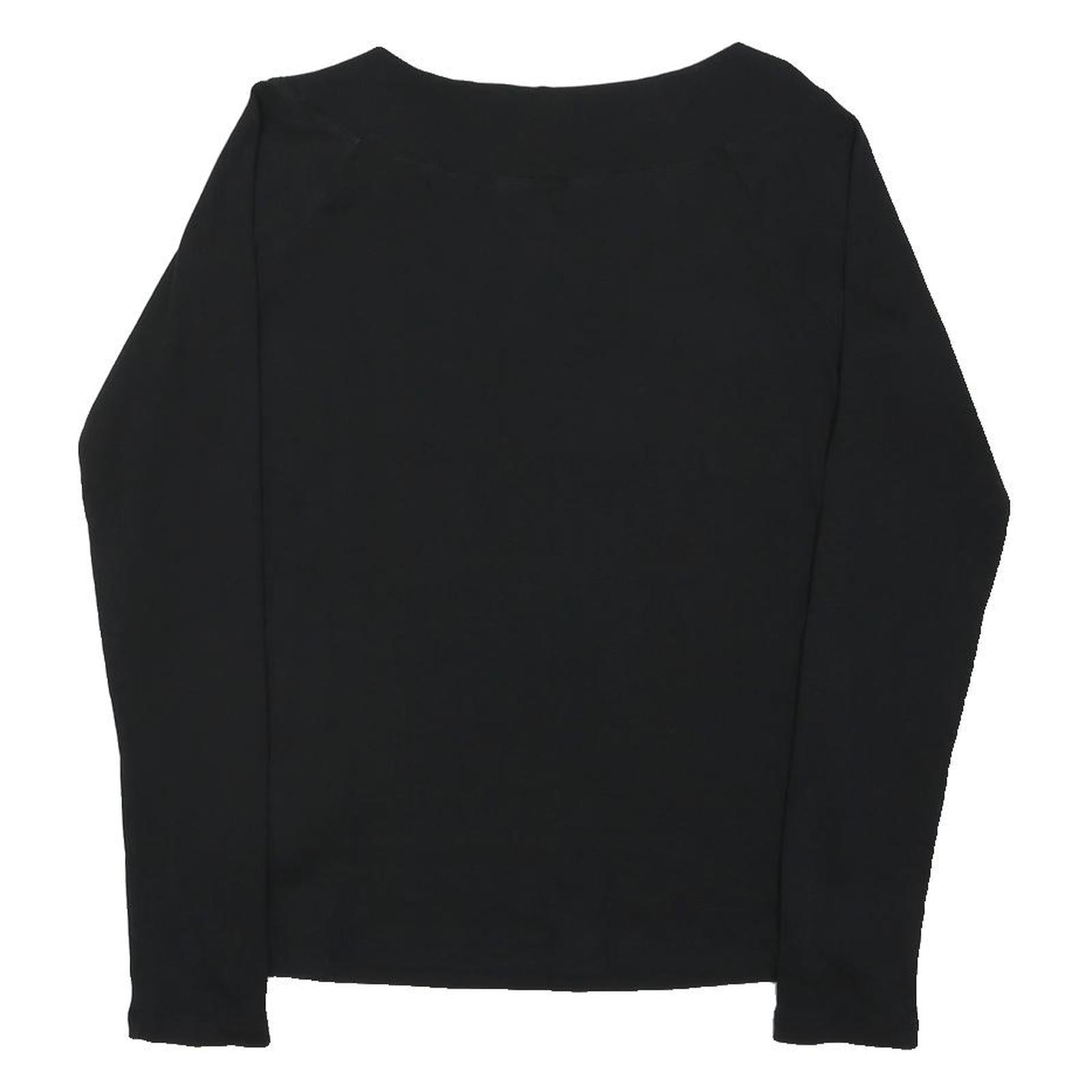 LAUREN RALPH LAUREN Womens Black Basic Top Long Sleeve Boat Neck S Buckle Detail
