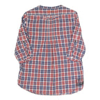 GSTAR Womens Blue & Red Checked Shirt 3/4 Sleeve Button Neck M Stylish Casual