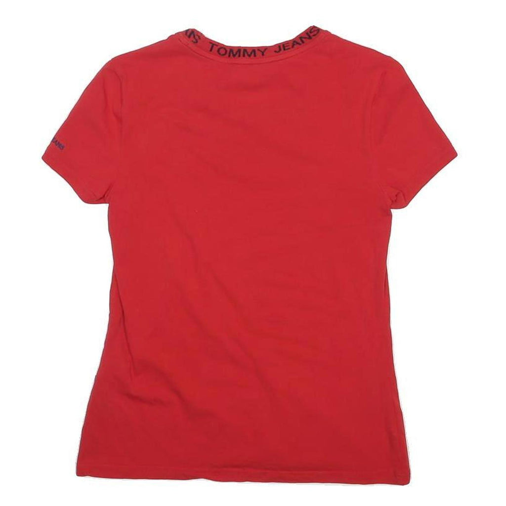 TOMMY JEANS Womens Red Graphic T-Shirt M Short Sleeve Crew Neck Logo Print