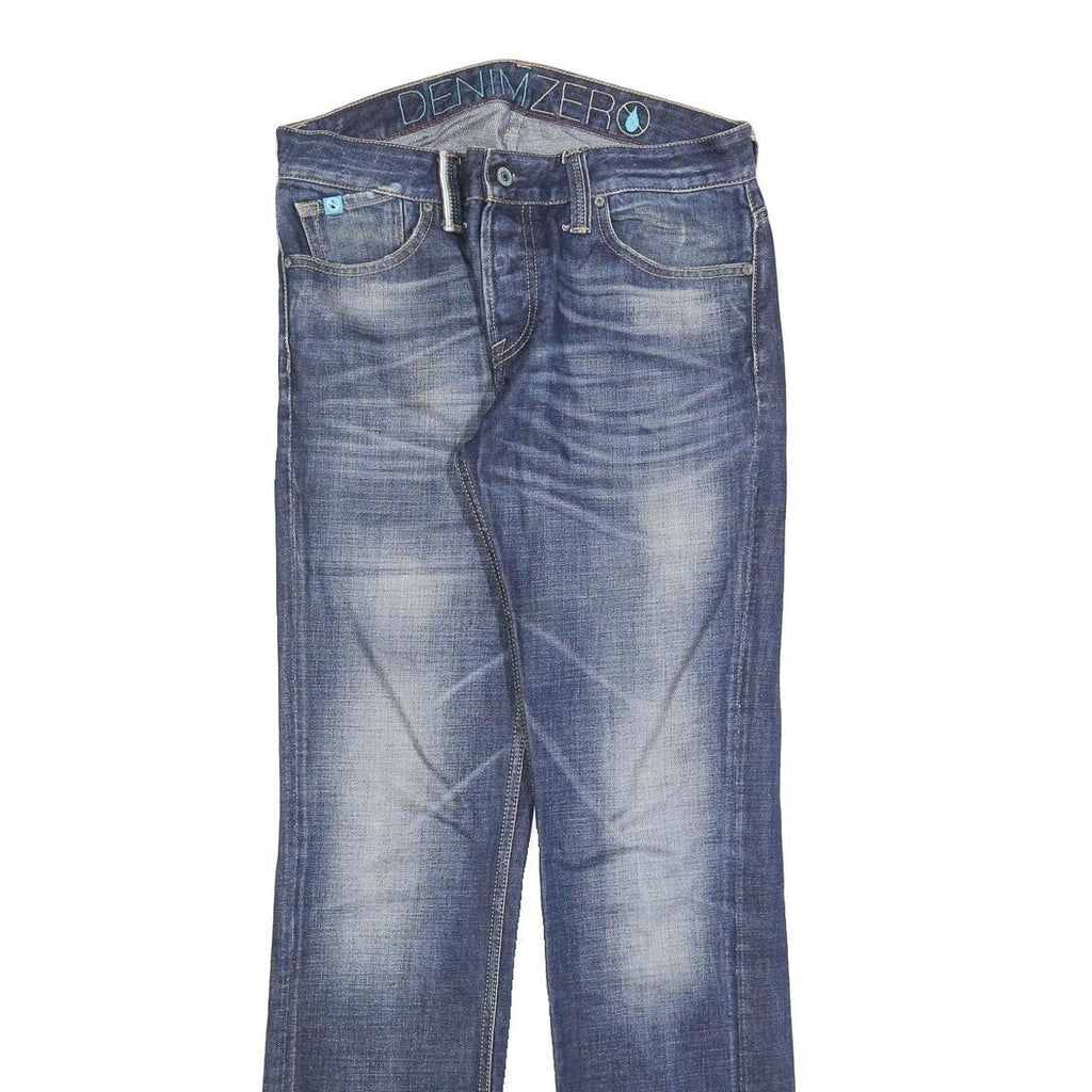 DENIM ZERO Mens Slim Blue Denim Jeans W30 L33 Button Closure Casual Wear