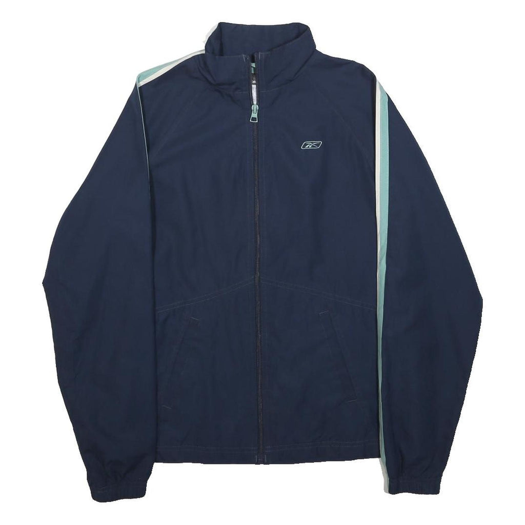 REEBOK Mens Blue & Light Blue Zip Jacket S Polyester Track Sportswear