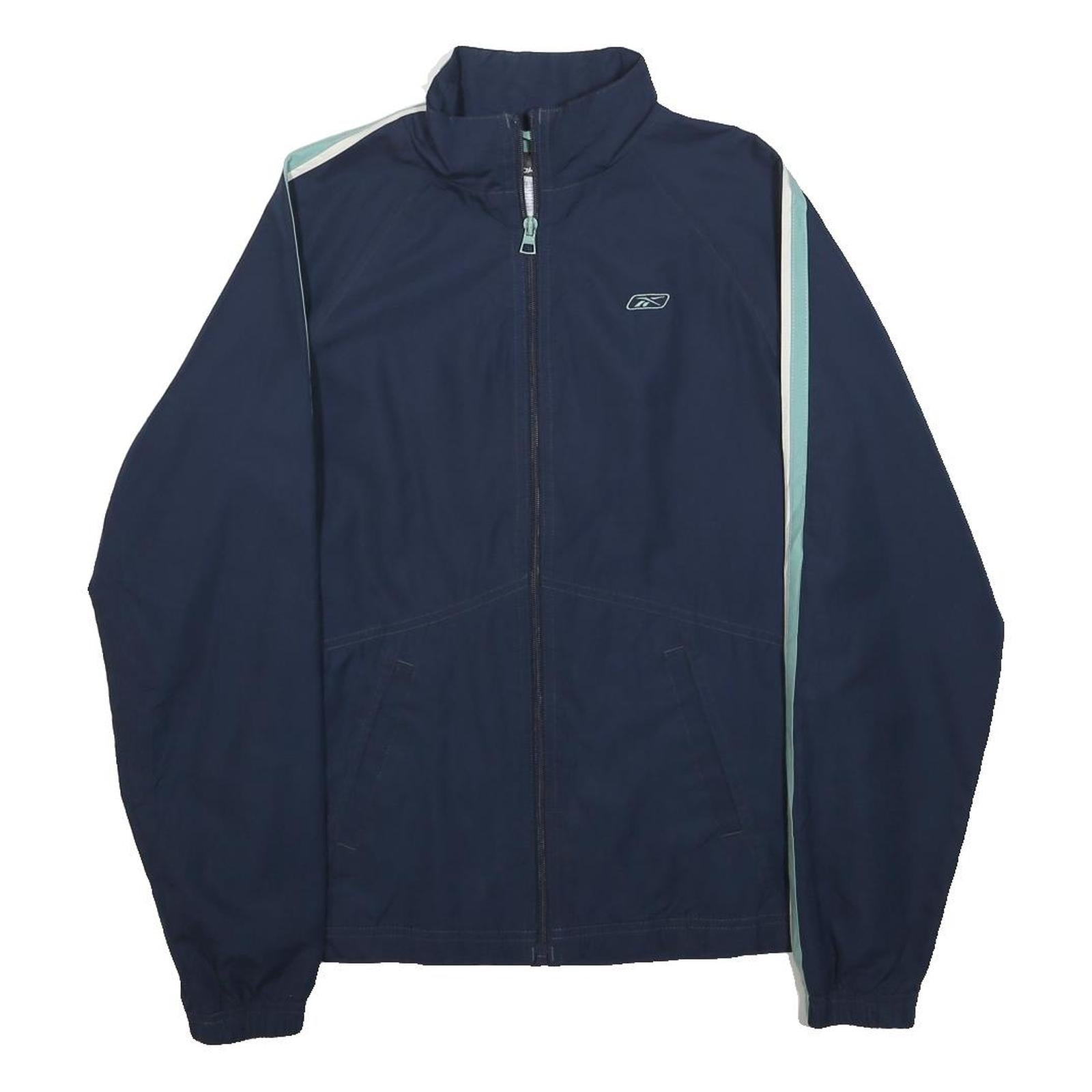 REEBOK Mens Blue & Light Blue Zip Jacket S Polyester Track Sportswear