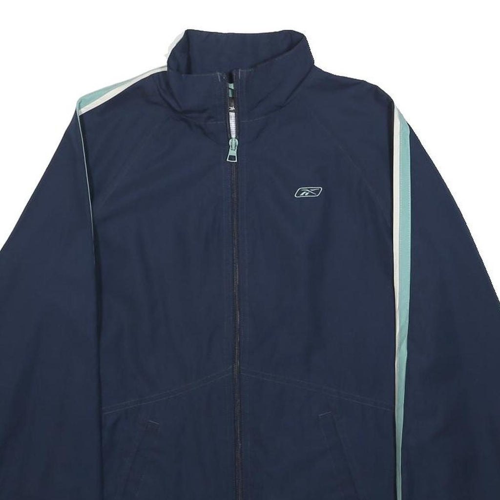 REEBOK Mens Blue & Light Blue Zip Jacket S Polyester Track Sportswear