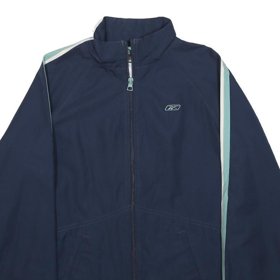 REEBOK Mens Blue & Light Blue Zip Jacket S Polyester Track Sportswear
