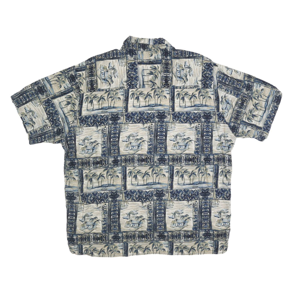 MUSINGWEAR Mens Blue Rayon Hawaiian Shirt XL Tropical Print Island Theme
