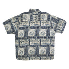 MUSINGWEAR Mens Blue Rayon Hawaiian Shirt XL Tropical Print Island Theme