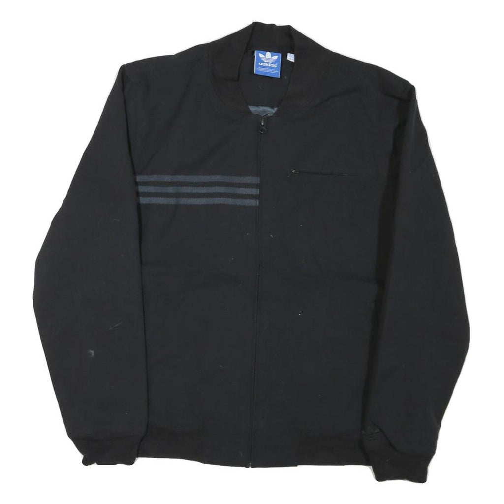 ADIDAS Mens Black Jacket S Cotton Blend Plain Zip Casual Sportswear