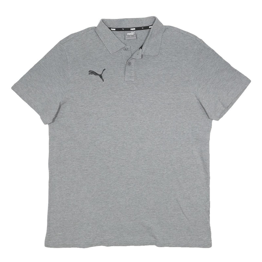 PUMA Mens Grey Polo Shirt L Cotton Blend Short Sleeve Plain Comfortable Fitted