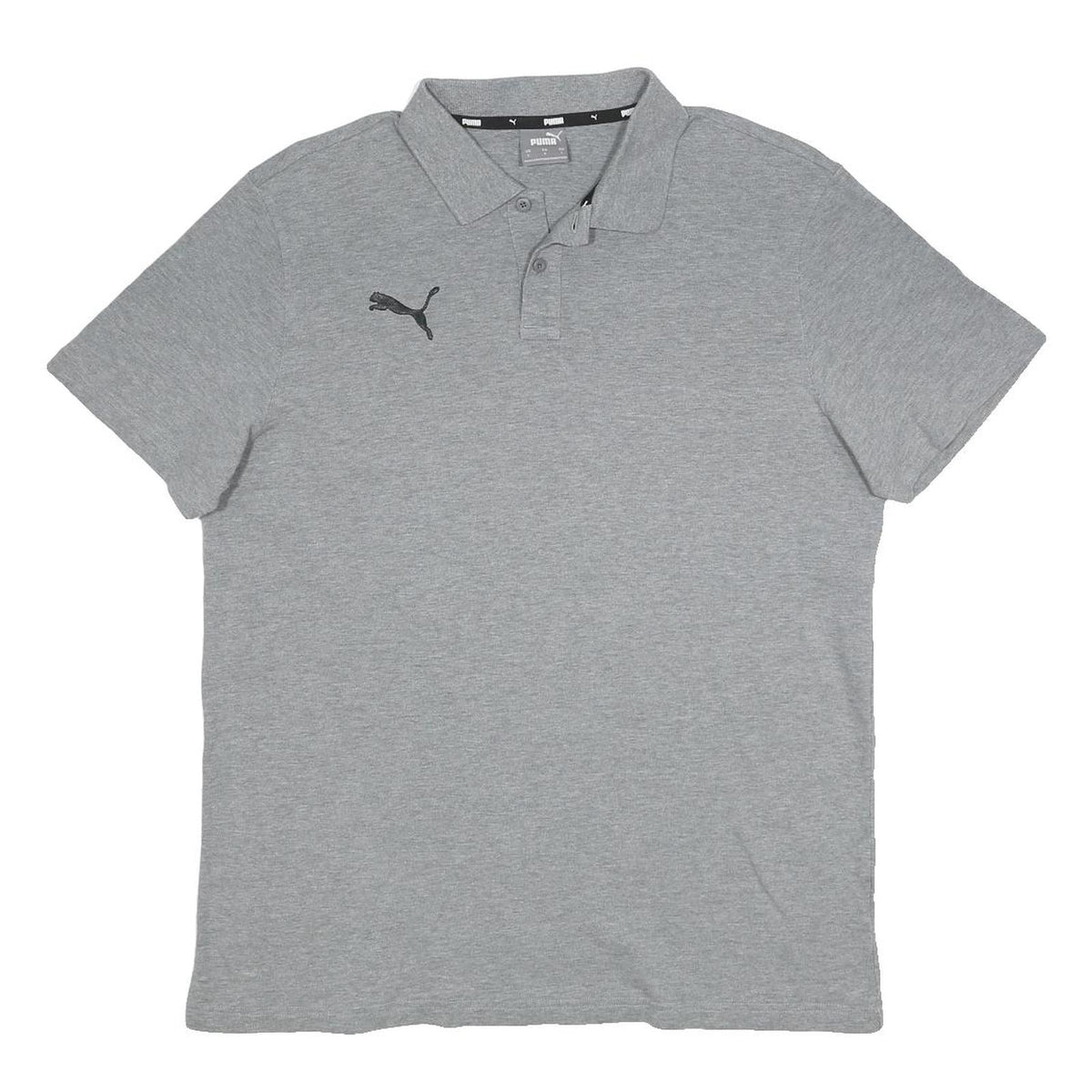 PUMA Mens Grey Polo Shirt L Cotton Blend Short Sleeve Plain Comfortable Fitted