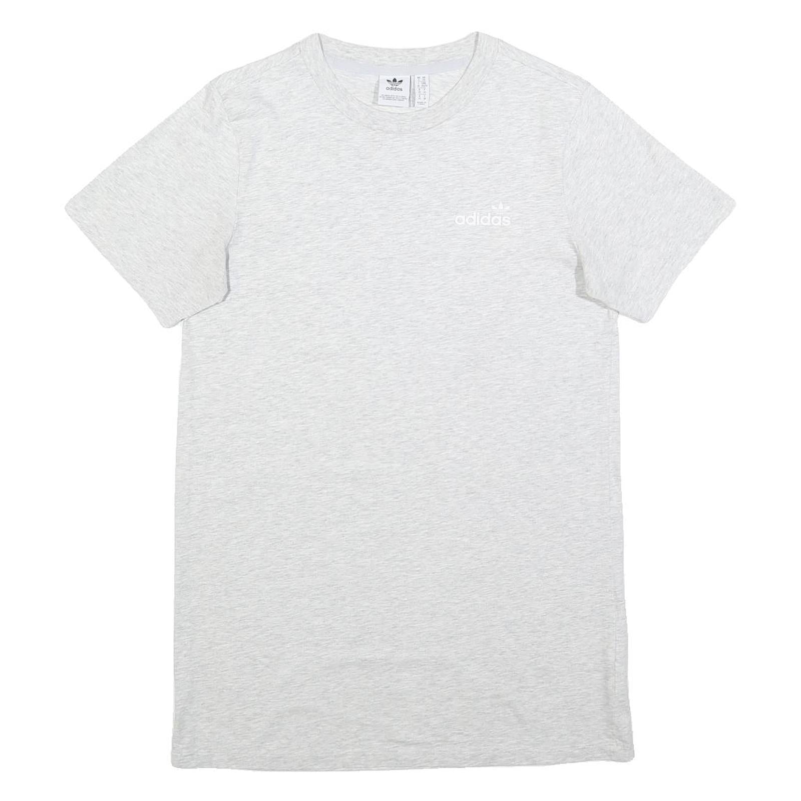 ADIDAS Womens White Cotton T-Shirt Dress Short Sleeve UK 6 Casual Logo Print