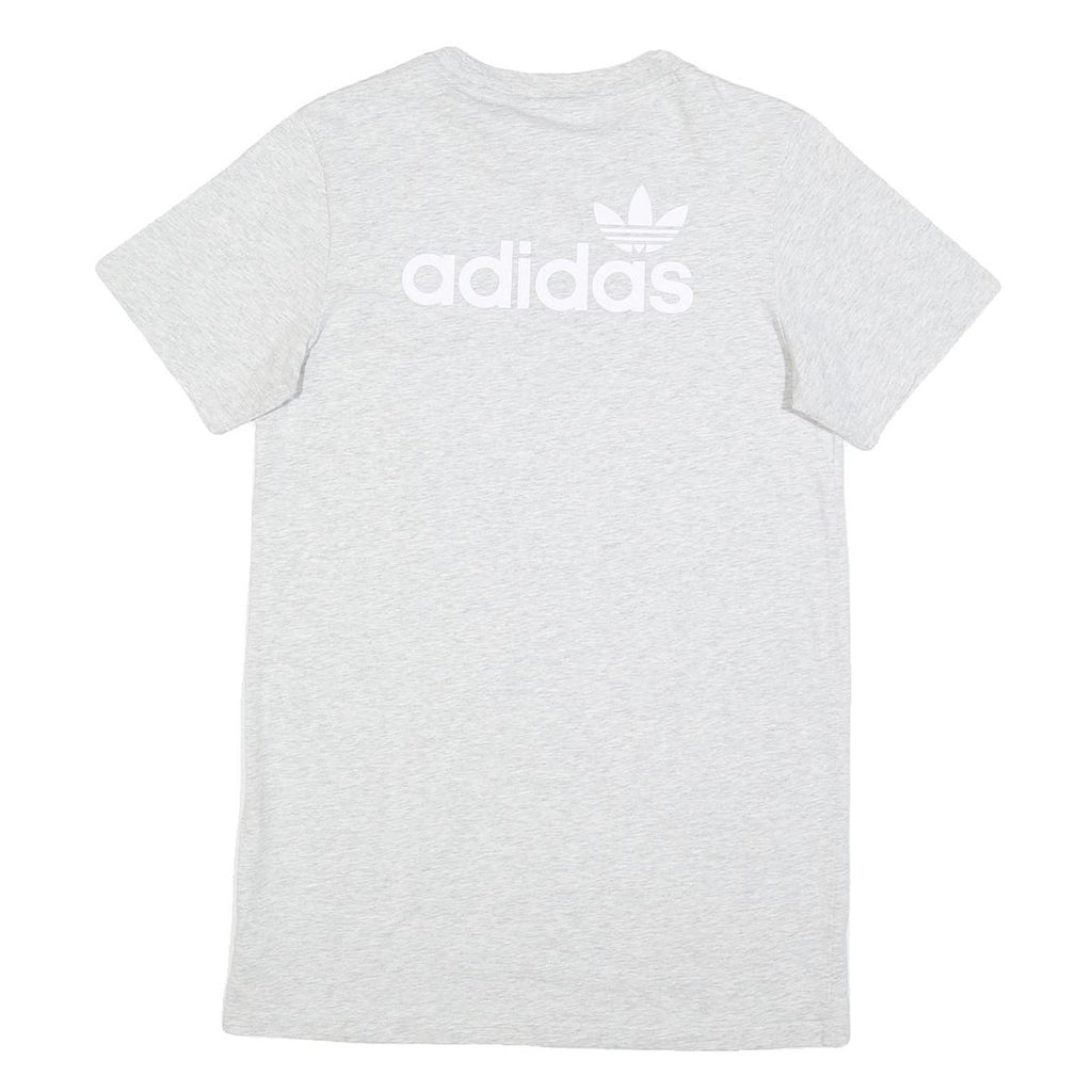 ADIDAS Womens White Cotton T-Shirt Dress Short Sleeve UK 6 Casual Logo Print