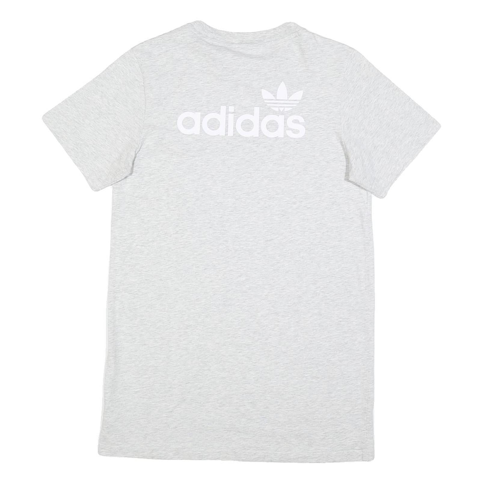 ADIDAS Womens White Cotton T-Shirt Dress Short Sleeve UK 6 Casual Logo Print
