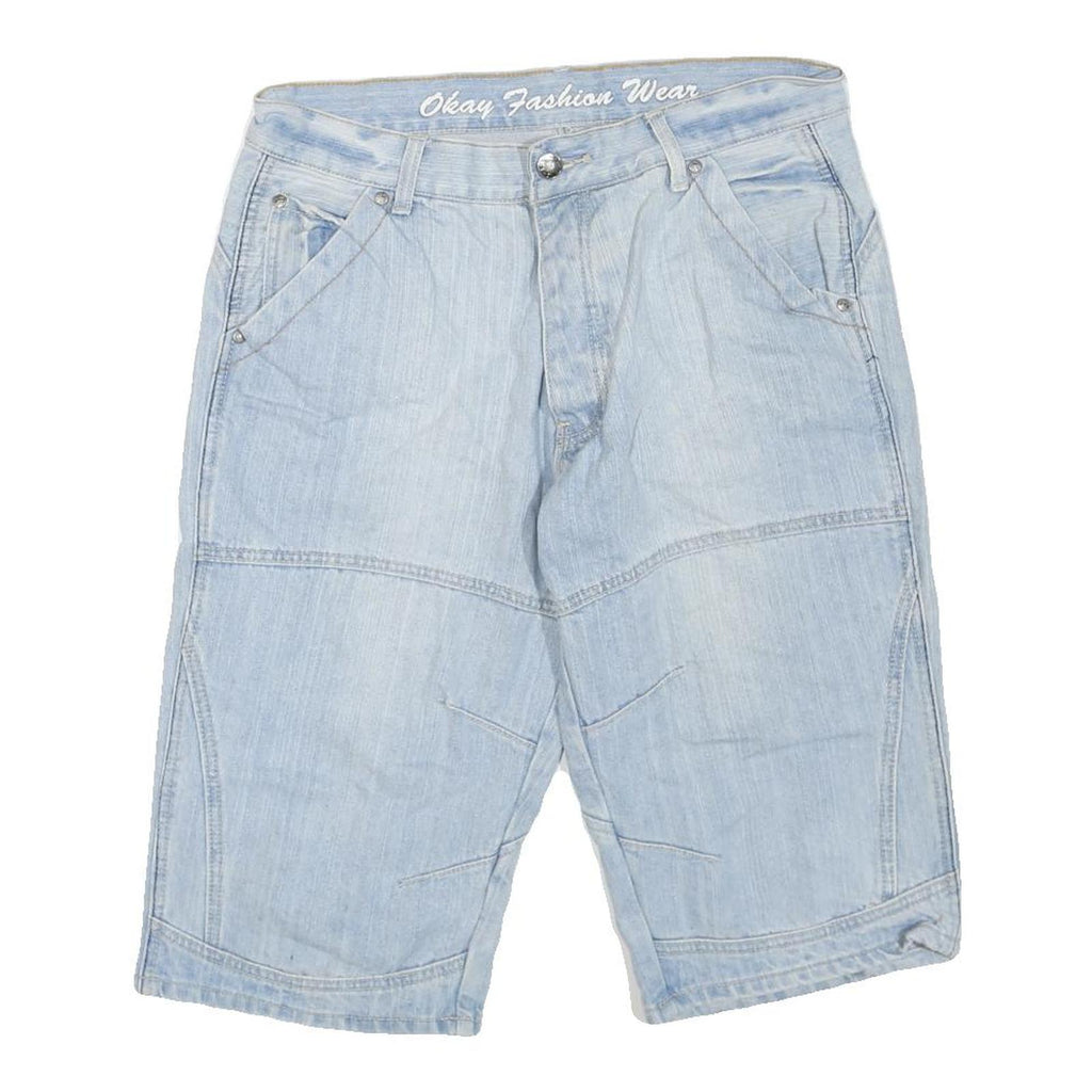 OKAY FASHION WEAR Mens Shorts Blue Casual M W34 Cotton Blend