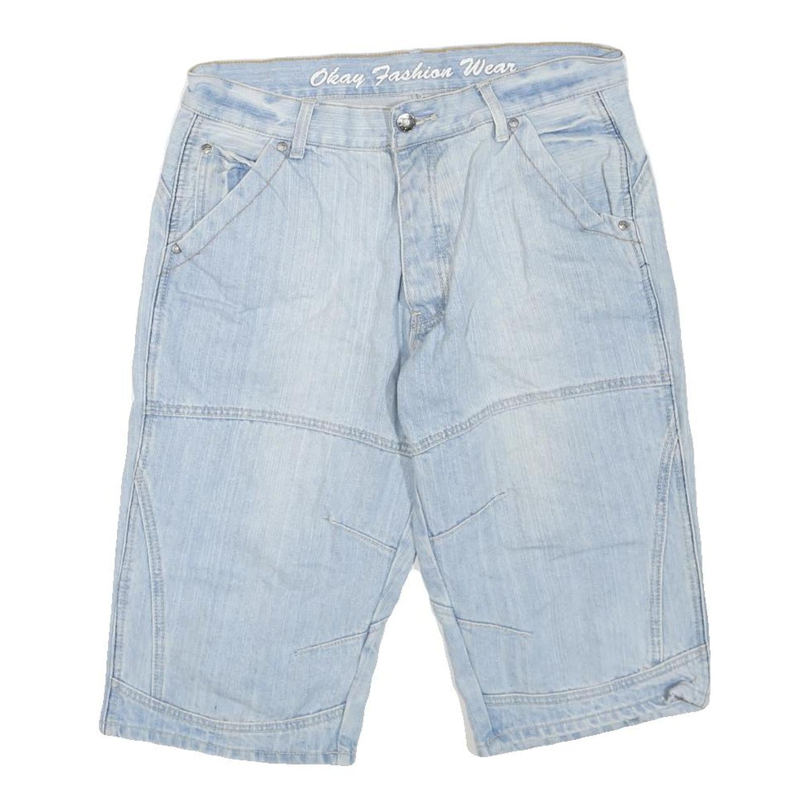 OKAY FASHION WEAR Mens Shorts Blue Casual M W34 Cotton Blend