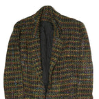 Womens Black & Multi Wool Classic Jacket L Woven Checked Pattern