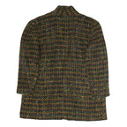 Womens Black & Multi Wool Classic Jacket L Woven Checked Pattern