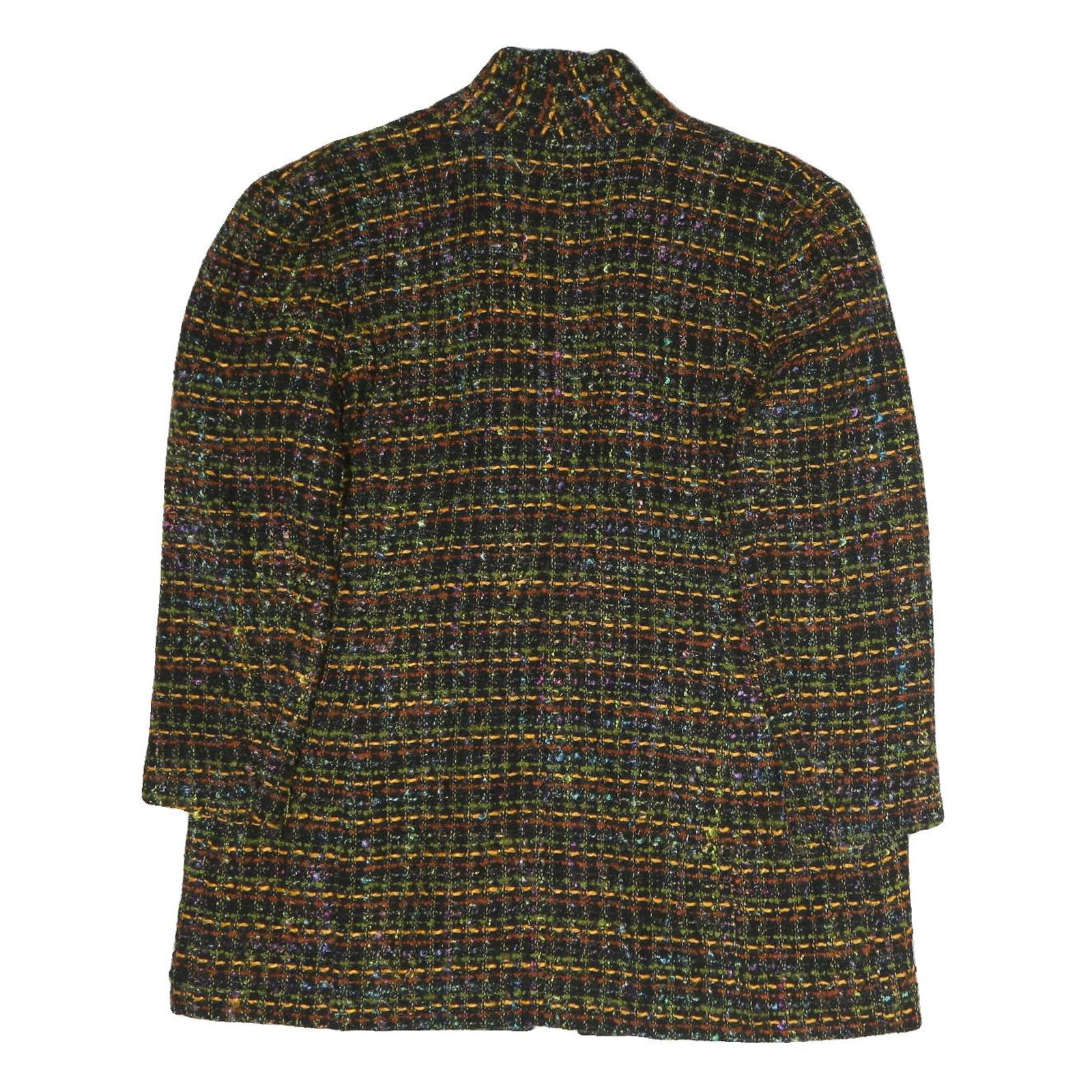 Womens Black & Multi Wool Classic Jacket L Woven Checked Pattern