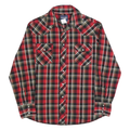 WRANGLER Mens Red Black & Brown Check Shirt L Western Style Button Up Long