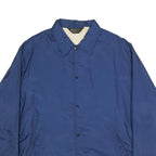 JC PENNEY Mens Blue Nylon Button Jacket L Plain Lightweight Casual
