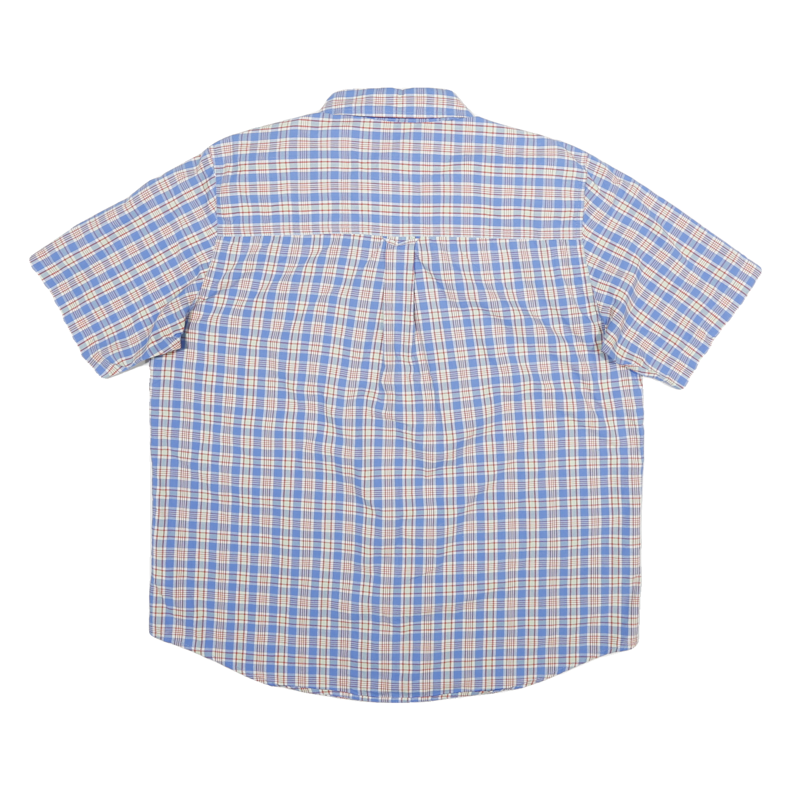 CHAPS Mens Blue & Red Check Shirt XL Button Short Sleeve Cotton Blend Summer