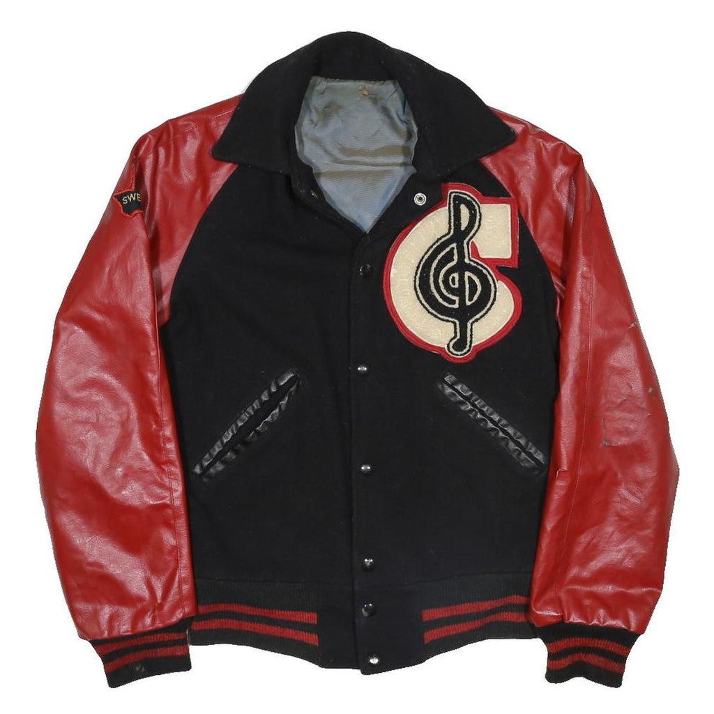 Mens Kaye Bros Chicago 1976 Black Wool Letterman Varsity Jacket S Leather Sleeve