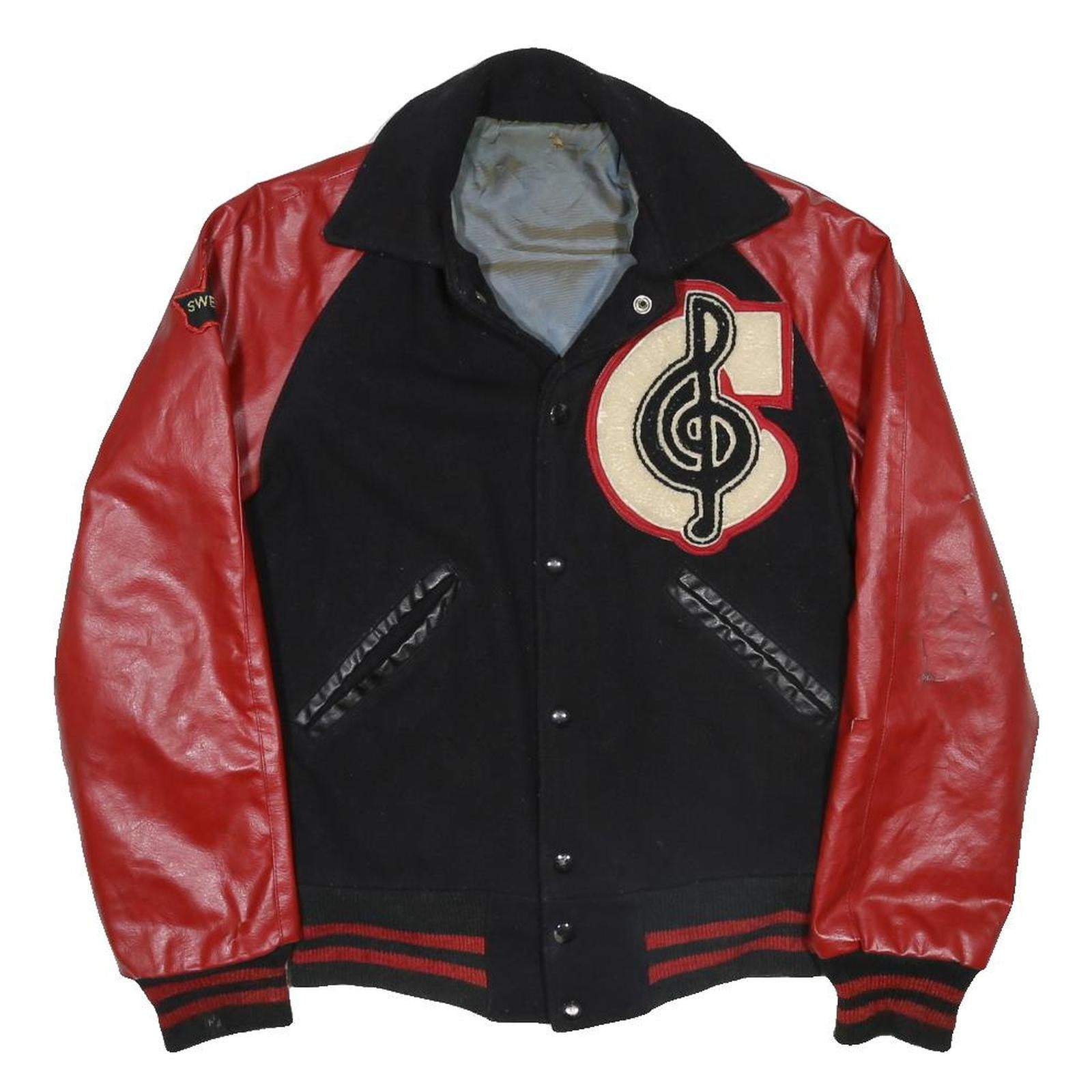 Mens Kaye Bros Chicago 1976 Black Wool Letterman Varsity Jacket S Leather Sleeve