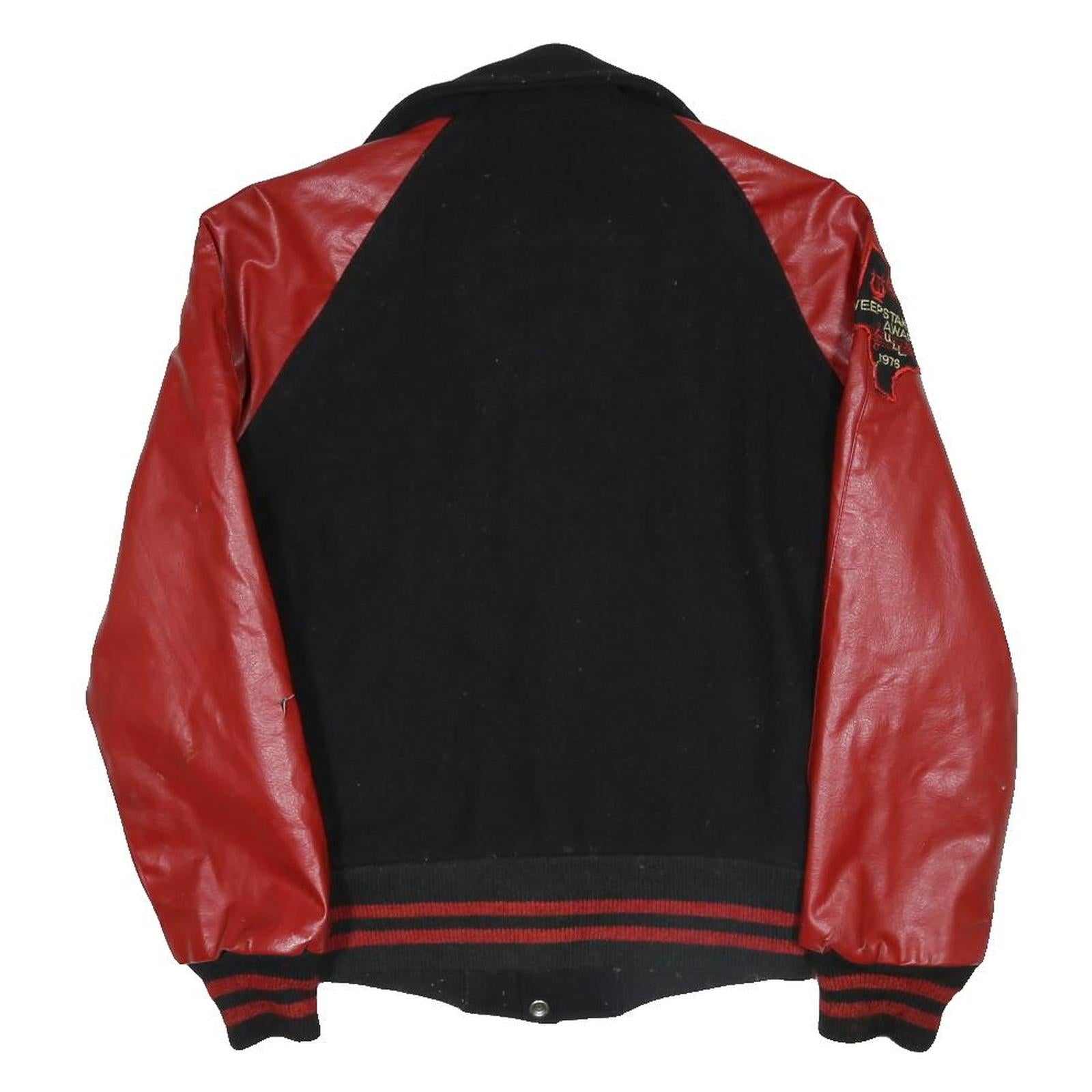 Mens Kaye Bros Chicago 1976 Black Wool Letterman Varsity Jacket S Leather Sleeve