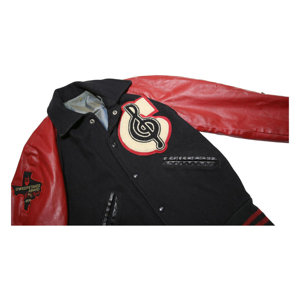 Mens Kaye Bros Chicago 1976 Black Wool Letterman Varsity Jacket S Leather Sleeve