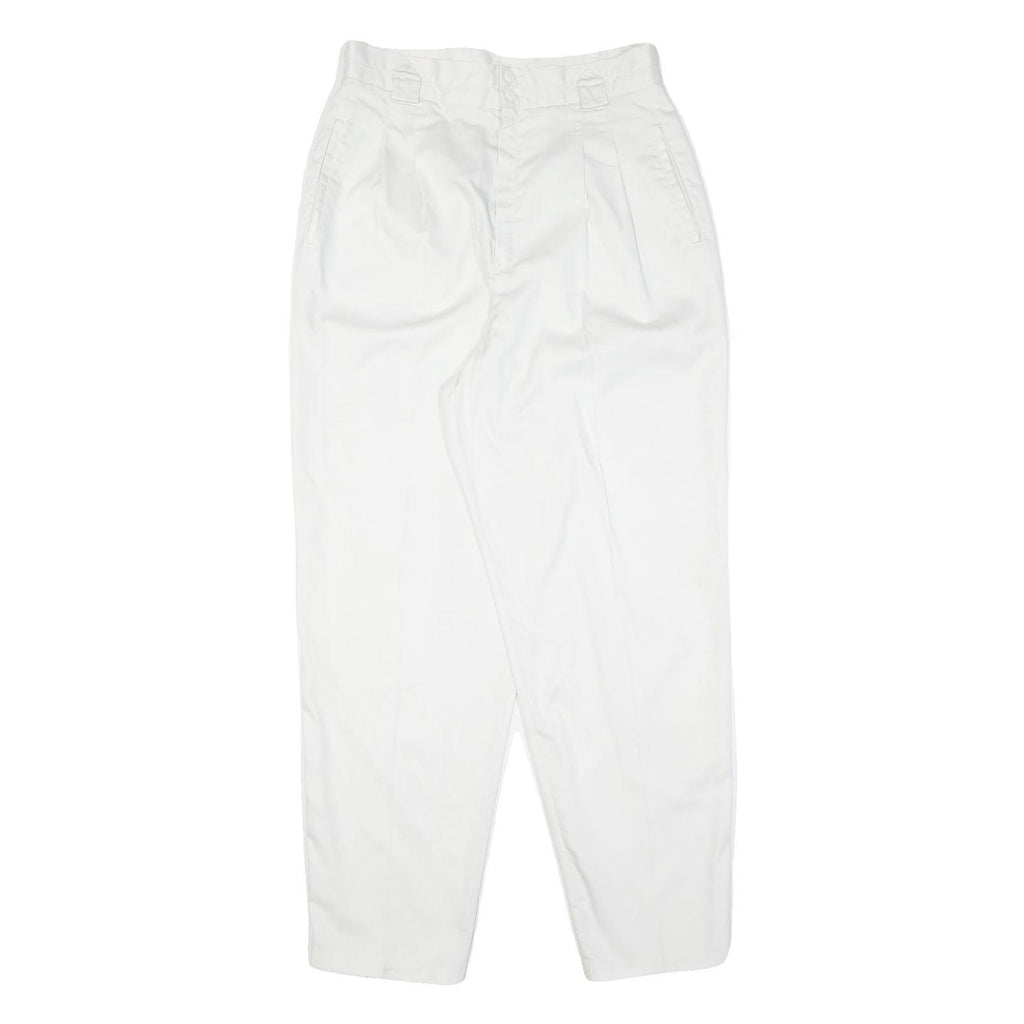 White Womens Regular Fit Cotton Blend Zip Trousers W30 L30 Stylish Lightweight