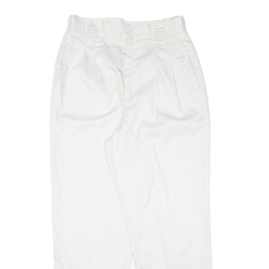 White Womens Regular Fit Cotton Blend Zip Trousers W30 L30 Stylish Lightweight