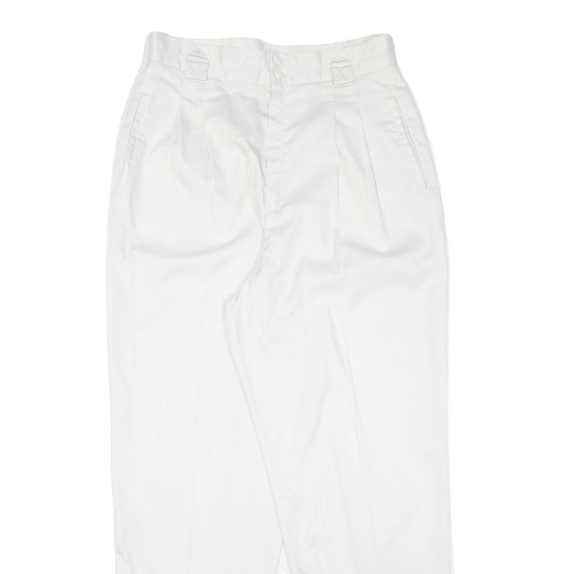 White Womens Regular Fit Cotton Blend Zip Trousers W30 L30 Stylish Lightweight