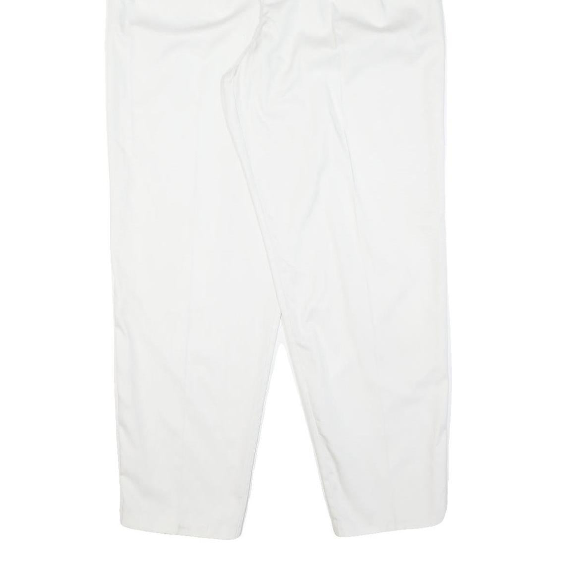 White Womens Regular Fit Cotton Blend Zip Trousers W30 L30 Stylish Lightweight