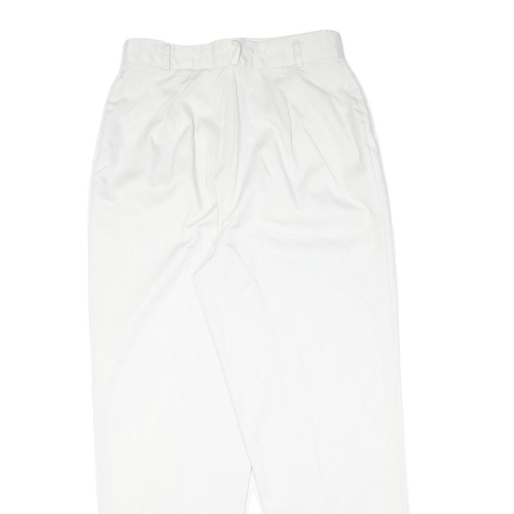 White Womens Regular Fit Cotton Blend Zip Trousers W30 L30 Stylish Lightweight
