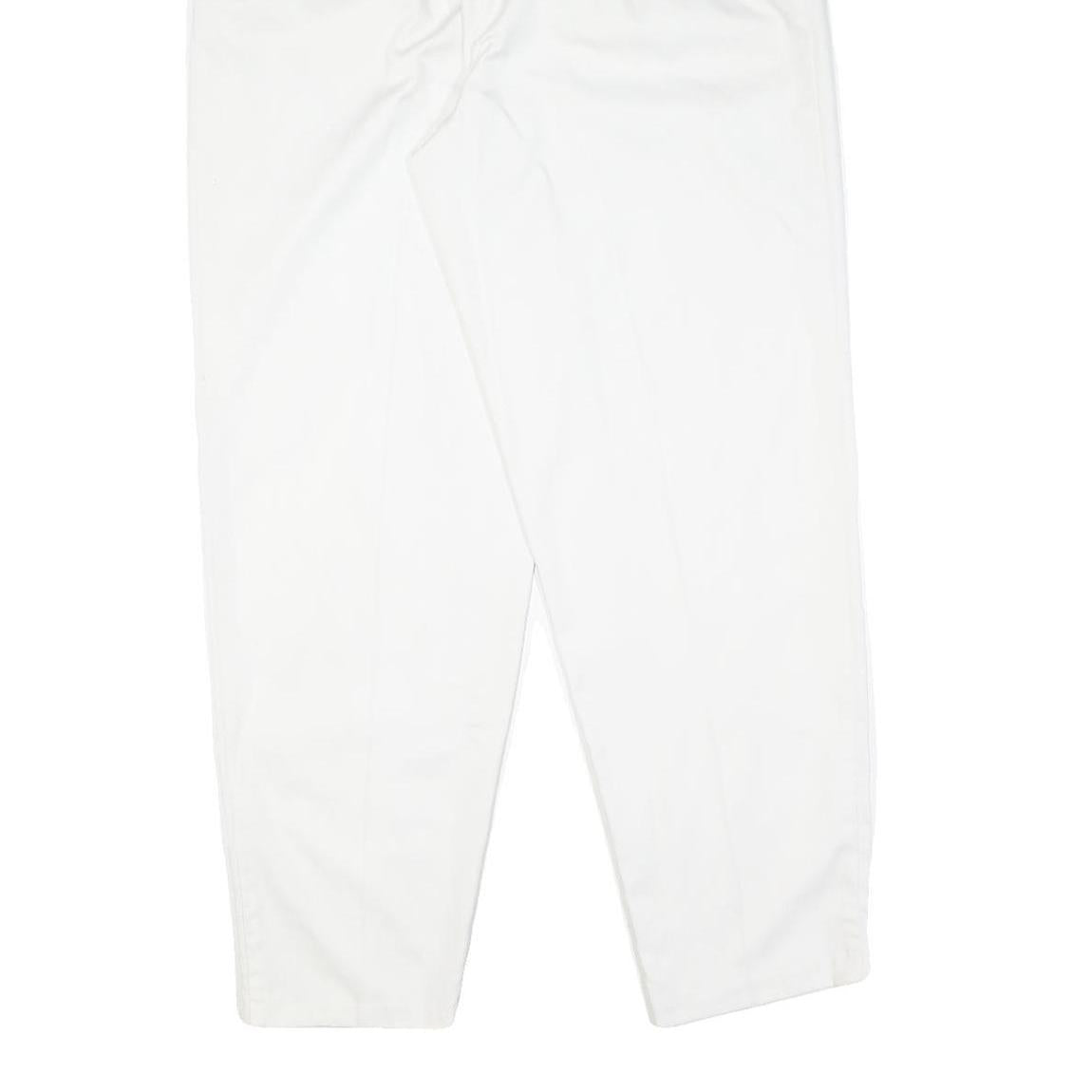 White Womens Regular Fit Cotton Blend Zip Trousers W30 L30 Stylish Lightweight