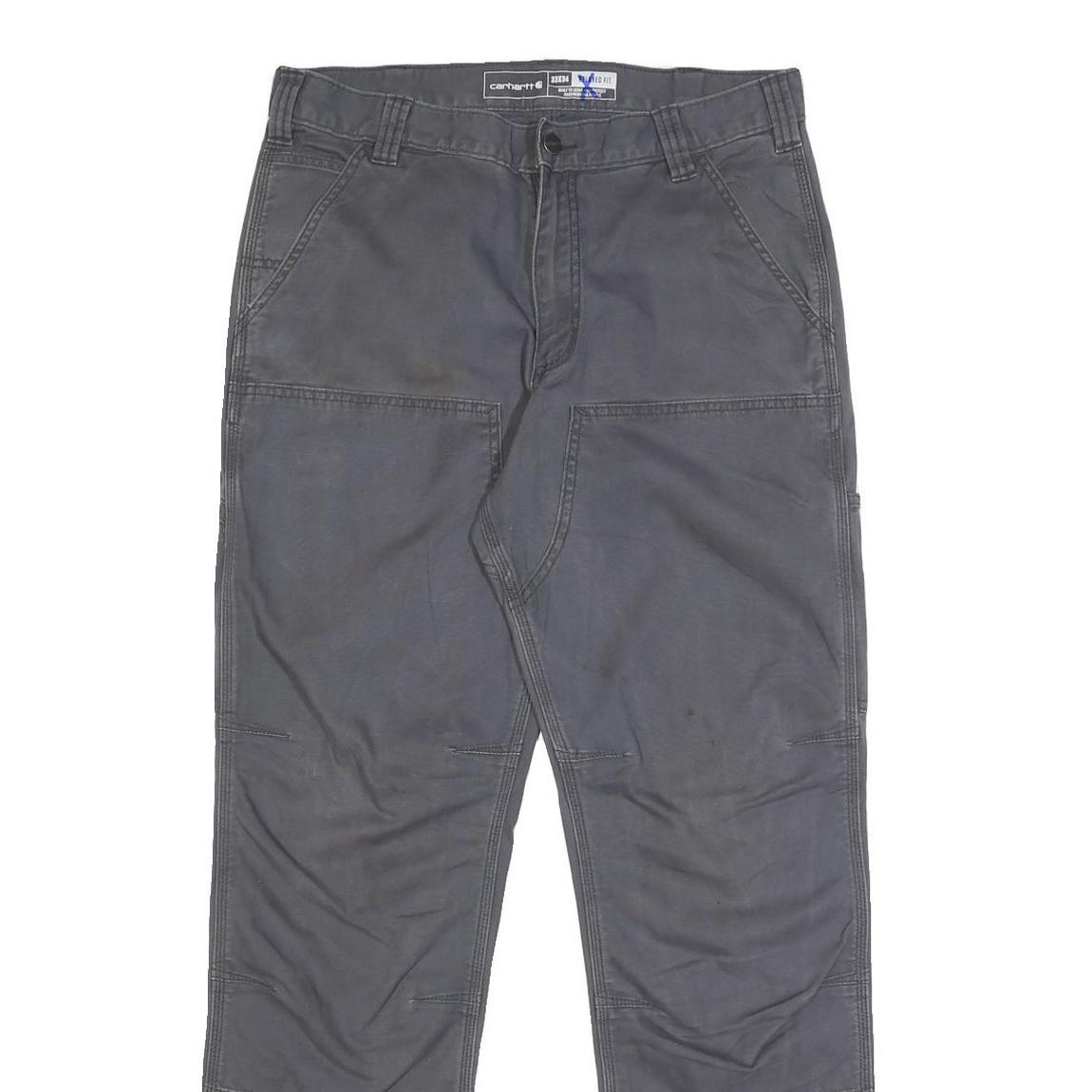 CARHARTT Mens Cotton Blend Grey Relaxed Straight Trousers W33 L34 Workwear