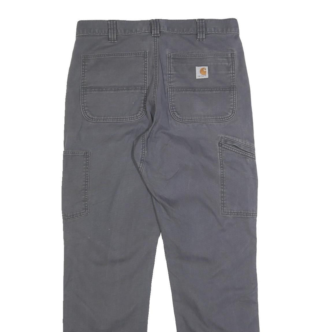 CARHARTT Mens Cotton Blend Grey Relaxed Straight Trousers W33 L34 Workwear