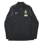 NIKE Womens Black & White Sports Team Track Jacket L Polyester Blend Zip