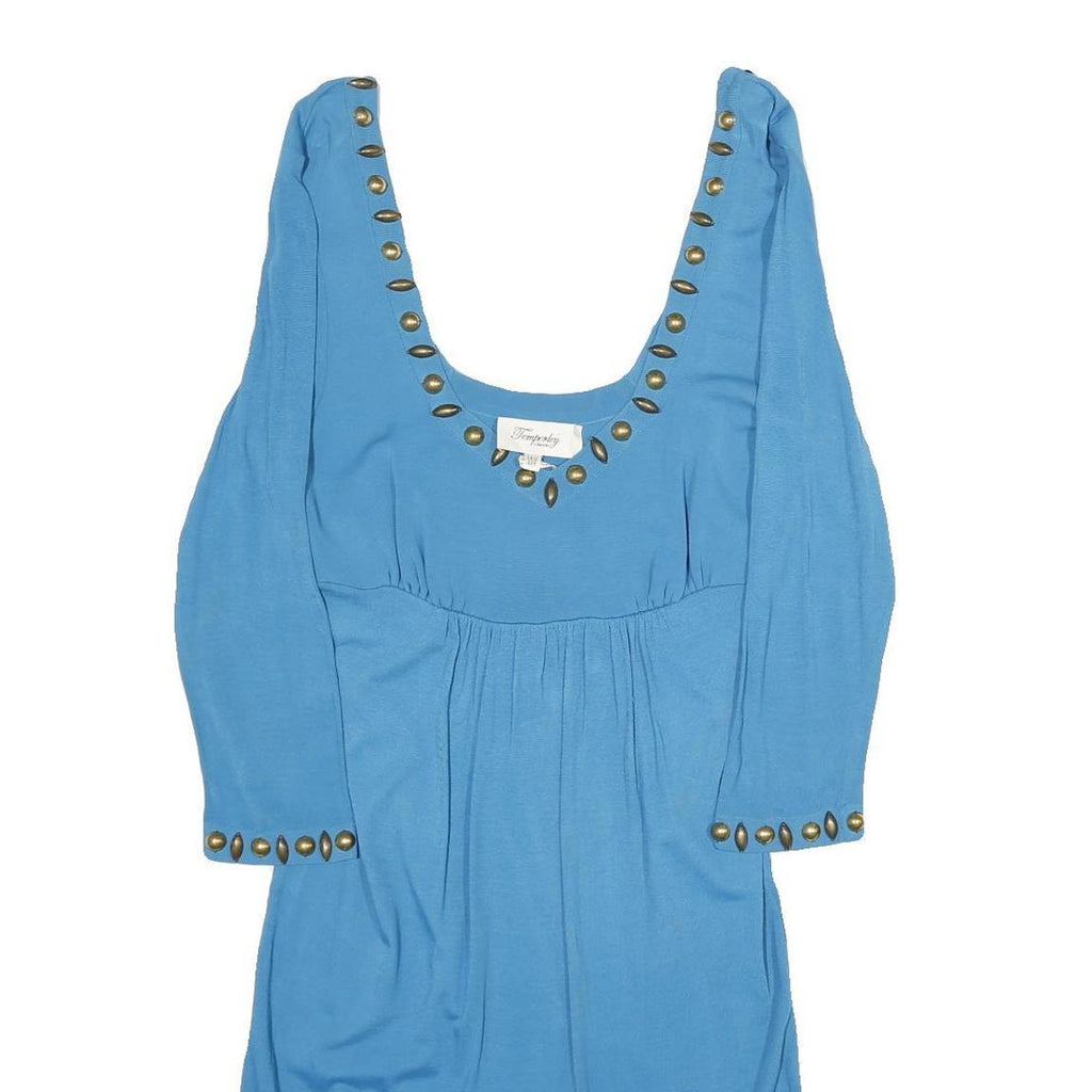 TEMPERLEY LONDON Womens Blue Day Jersey Plain Long Sleeve Knee Length UK 12