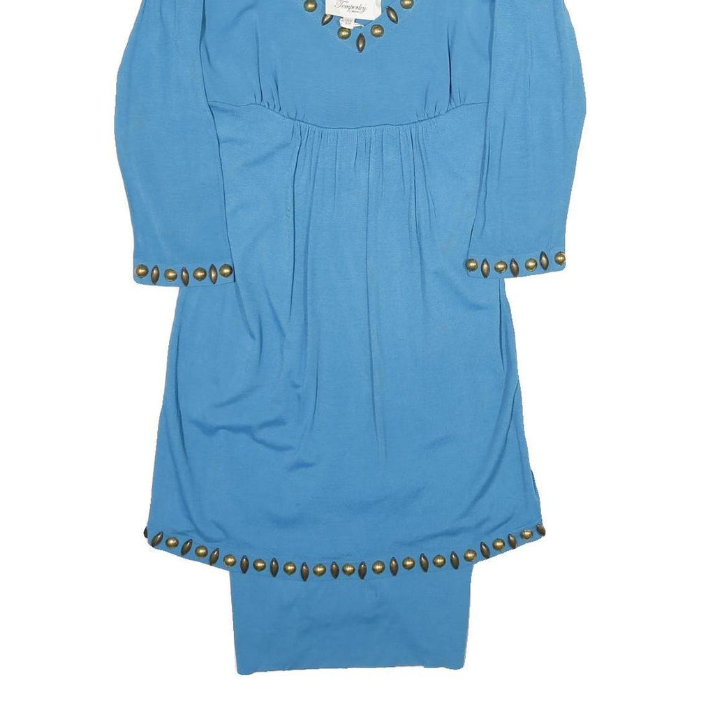 TEMPERLEY LONDON Womens Blue Day Jersey Plain Long Sleeve Knee Length UK 12