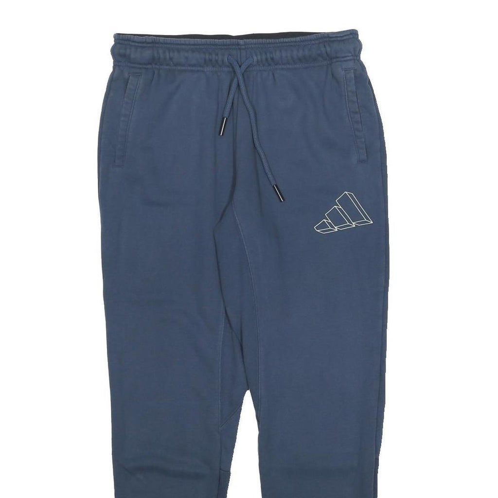ADIDAS Mens Joggers Blue L W30 L29 Cotton Blend Slim Tapered Sweatpants