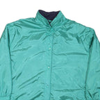 Womens Green Nylon Button Jacket L Plain Lightweight Casual Retro Style