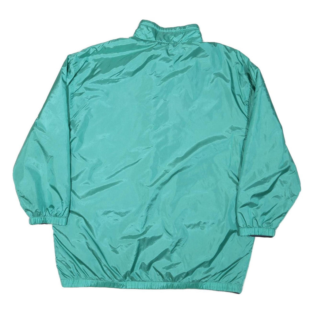 Womens Green Nylon Button Jacket L Plain Lightweight Casual Retro Style